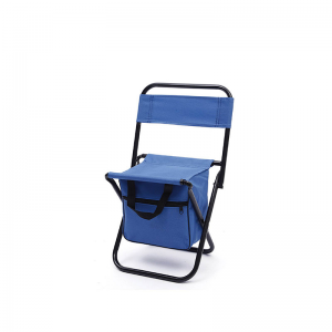 Compact folding chair seat with cooler bag for fishing, camping, hiking