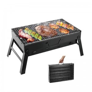 Folding charcoal grill, portable barbecue kit